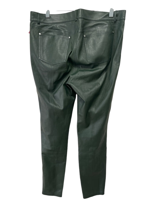 Lafayette 148 Size 8 Forest Green Leather Mid Rise Slim Pants Forest Green / 8