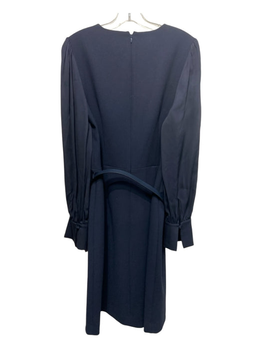 Elie Tahari Size 12 Navy Polyester Blend Long Balloon Sleeve V Neck Dress Navy / 12