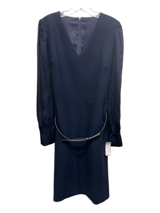 Elie Tahari Size 12 Navy Polyester Blend Long Balloon Sleeve V Neck Dress Navy / 12