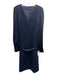 Elie Tahari Size 12 Navy Polyester Blend Long Balloon Sleeve V Neck Dress Navy / 12