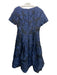 Oscar De La Renta Size 14 Navy & Black Polyester Blend Jacquard Abstract Dress Navy & Black / 14