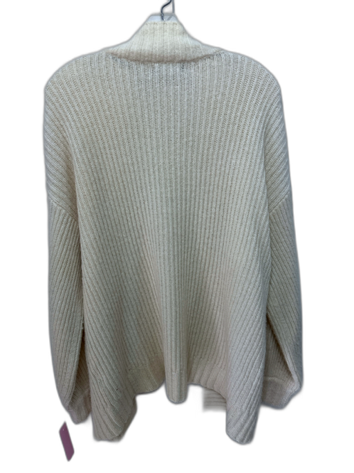 Naadam Size M Cream Wool & Cashmere Ribbed Knit Balloon Sleeve Cardigan Cream / M