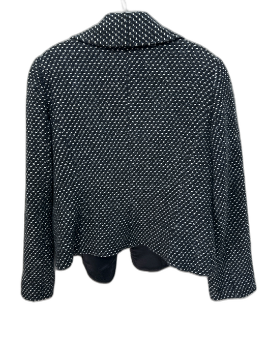 Armani Collezioni Size 12 Black, Cream, Blue Wool Blend Boucle Dotted Jacket Black, Cream, Blue / 12