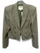 L'agence Size 8 Olive Green Linen Blend Metallic Thread Pinstripe Crop Jacket Olive Green / 8