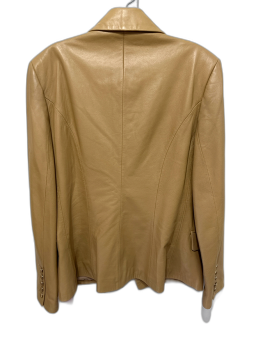 L'agence Size 10 Tan Brown Lamb leather Double Breasted Button Cuff Jacket Tan Brown / 10