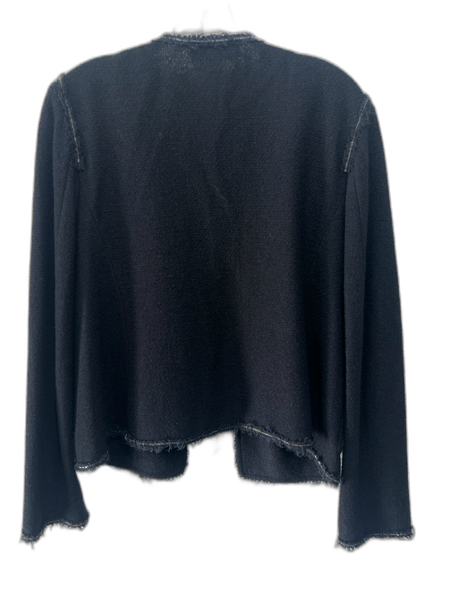 St John Size 10 Black Wool Blend Chain Trim Hook & Eye Fringe Trim Jacket Black / 10