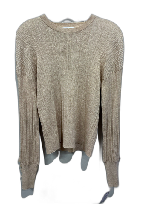 Derek Lam 10 Crosby Size L Beige & Gold Cotton Blend Metallic Thread Sweater Beige & Gold / L