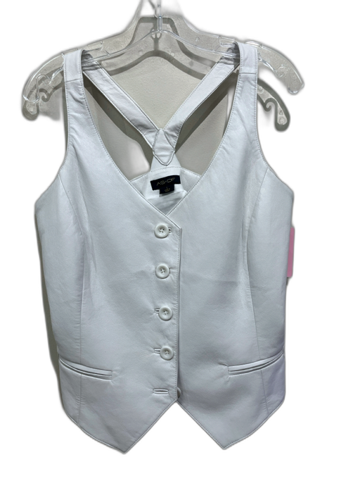 AS by DF Size L White Leather Blend Button Front Racerback Vest White / L