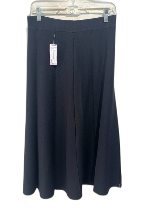 Elie Tahari Size M Black Viscose Blend Knit Paneled Elastic Waist Midi Skirt Black / M