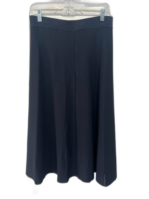 Elie Tahari Size M Black Viscose Blend Knit Paneled Elastic Waist Midi Skirt Black / M