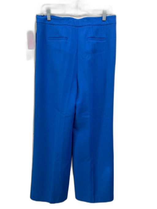 Lafayette 148 Size 6 Blue Wool Lined Mid Rise Zip & Hook Wide Leg Pants Blue / 6