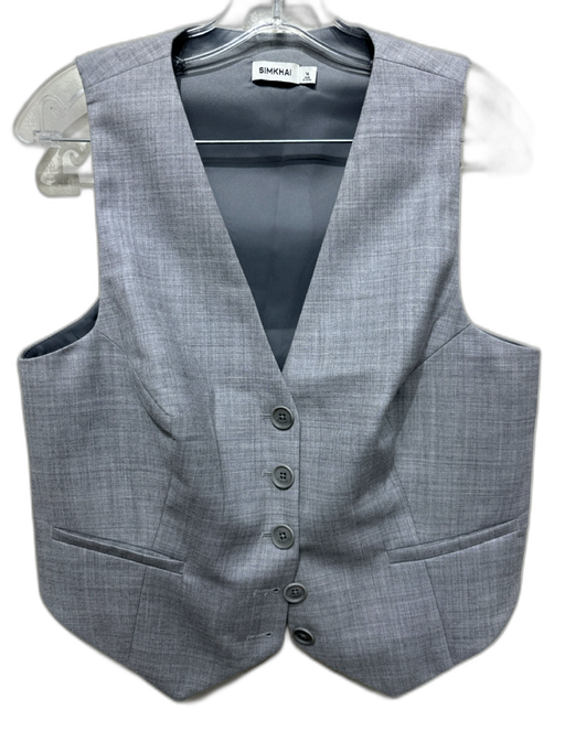 Simkhai Size 10 Gray Wool Elastic Back High Rise Hook & Zip Wide Leg Pants Gray / 10