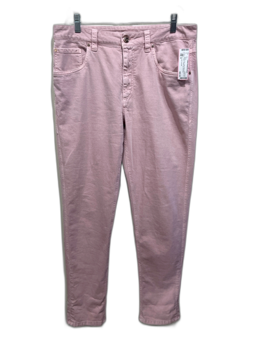 Brunello Cucinelli Size 8 Washed Pink Cotton Blend Mid Rise Zip & Button Jeans Washed Pink / 8