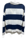 Reiss Size S Navy Blue & White Cotton Stripe Collared Long Sleeve Top Navy Blue & White / S