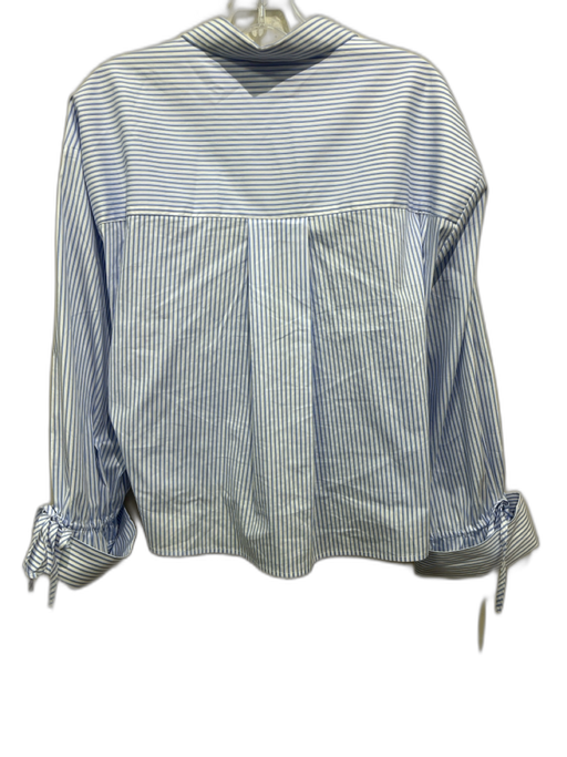 Beaumont Organic Size 40 Blue & White Cotton Mother of Pearl Buttons Stripe Top Blue & White / 40