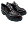 Prada Shoe Size 40 oxblood red & black Leather Logo Emblem Loafers oxblood red & black / 40