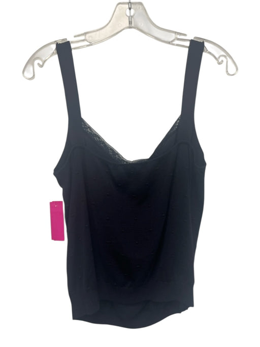 Valentino Size XL Navy Blue Wool & Silk Sleeveless Textured Dots Lace Detail Top Navy Blue / XL