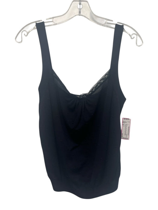 Valentino Size XL Navy Blue Wool & Silk Sleeveless Textured Dots Lace Detail Top Navy Blue / XL