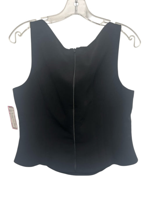 Amanda Uprichard Size XL Black Polyester Sleeveless Boat Neck Flare Top Black / XL