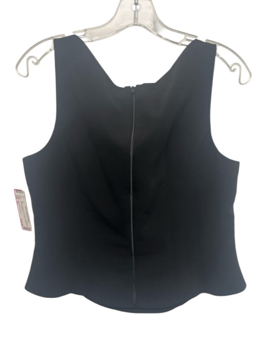 Amanda Uprichard Size XL Black Polyester Sleeveless Boat Neck Flare Top Black / XL