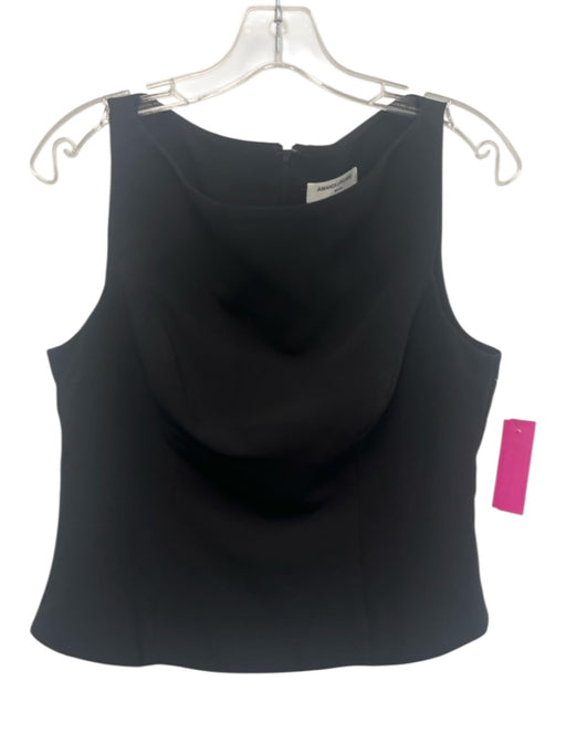 Amanda Uprichard Size XL Black Polyester Sleeveless Boat Neck Flare Top Black / XL