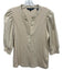 Veronica Beard Size L Cream Beige Pima Cotton Puff 1/2 Sleeve Rib Knit Top Cream Beige / L