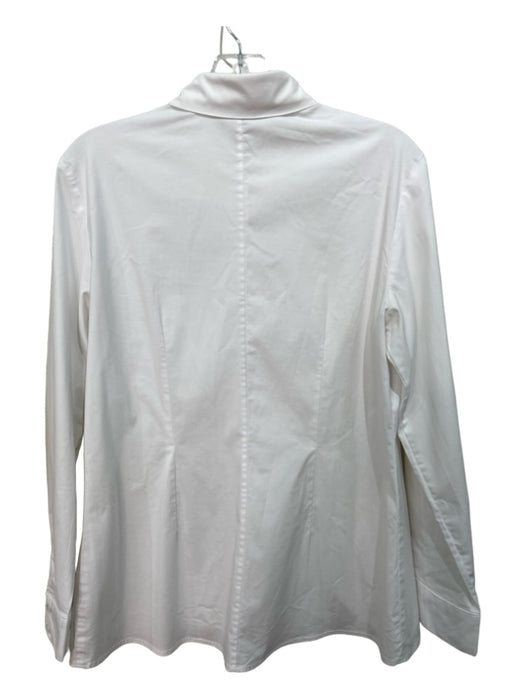 Finley Size M White Cotton Blend Button Down Long Sleeve Collar Top White / M