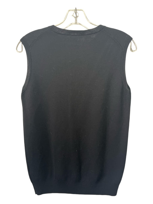 Lafayette 148 Size Small Black Rayon Blend Sleeveless Ribbed Knit Rhinestone Top Black / Small