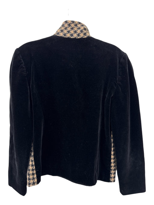 Valentino Size 10 Black & Tan Wool Blend Velour Houndstooth Collar Jacket Black & Tan / 10