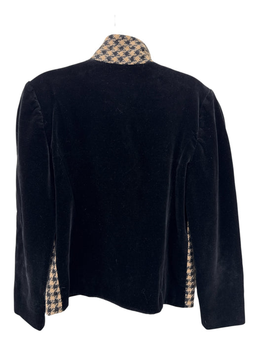 Valentino Size 10 Black & Tan Wool Blend Velour Houndstooth Collar Jacket Black & Tan / 10