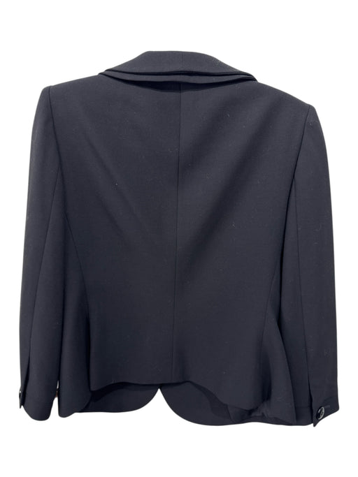 Armani Collezioni Size 8 Black Wool 3/4 Sleeve Wide Leg Single Breasted Pant Set Black / 8