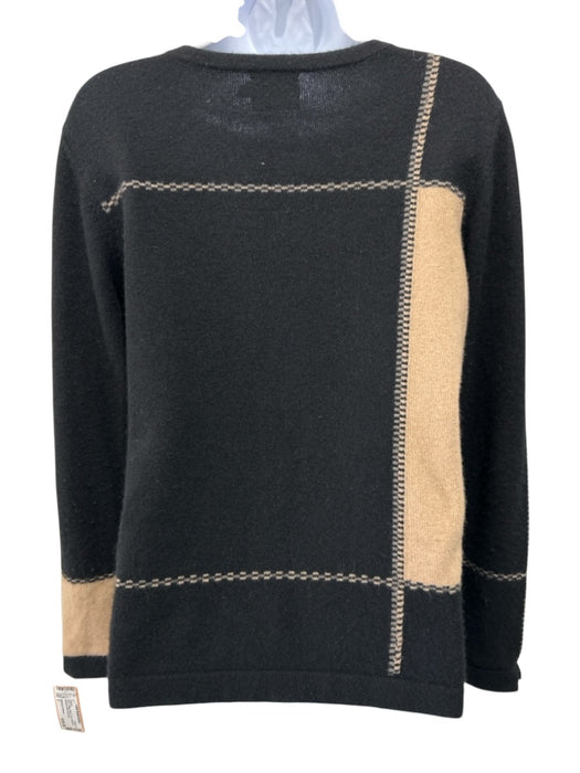 Edinburgh Knitwear Size S Black & Tan Cashmere oversized plaid Sweater Black & Tan / S