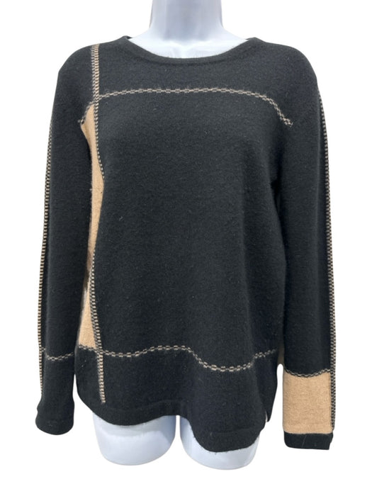 Edinburgh Knitwear Size S Black & Tan Cashmere oversized plaid Sweater Black & Tan / S