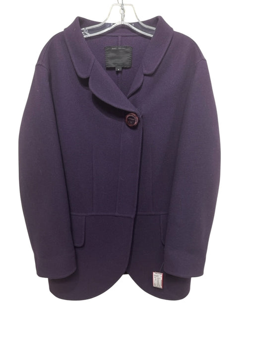 Marc Jacobs Size 8 Eggplant Purple Wool Blend Collar Snaps Flap Pockets Coat Eggplant Purple / 8
