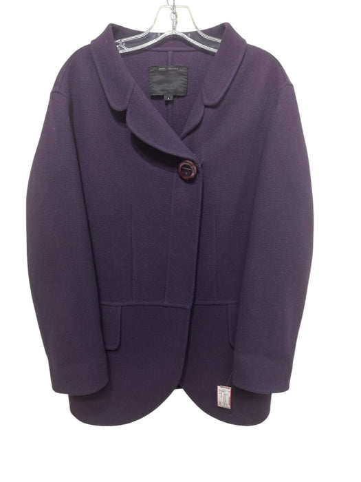 Marc Jacobs Size 8 Eggplant Purple Wool Blend Collar Snaps Flap Pockets Coat Eggplant Purple / 8