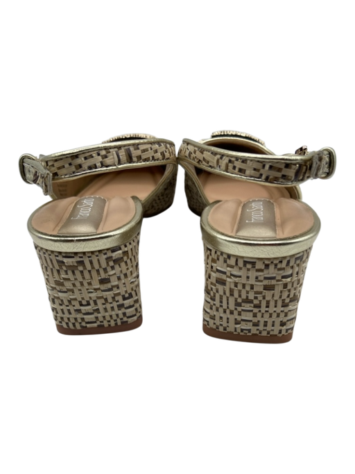 Franco Sarto Shoe Size 8.5 Beige, Tan & Gold Woven Metallic Sling back Pumps Beige, Tan & Gold / 8.5