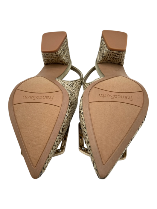 Franco Sarto Shoe Size 8.5 Beige, Tan & Gold Woven Metallic Sling back Pumps Beige, Tan & Gold / 8.5