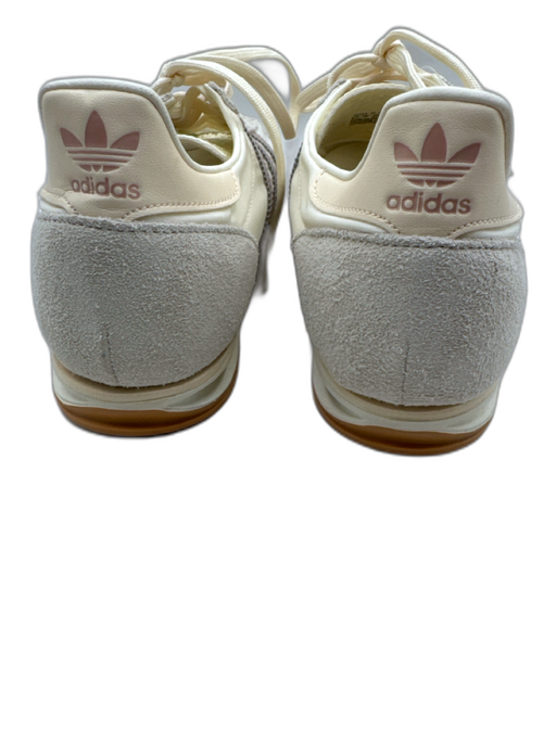 Adidas Shoe Size 8.5 White, Pink, Gray Leather Upper Lace Up Striped Sneakers White, Pink, Gray / 8.5