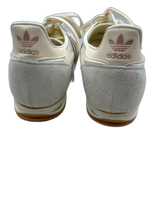 Adidas Shoe Size 8.5 White, Pink, Gray Leather Upper Lace Up Striped Sneakers White, Pink, Gray / 8.5