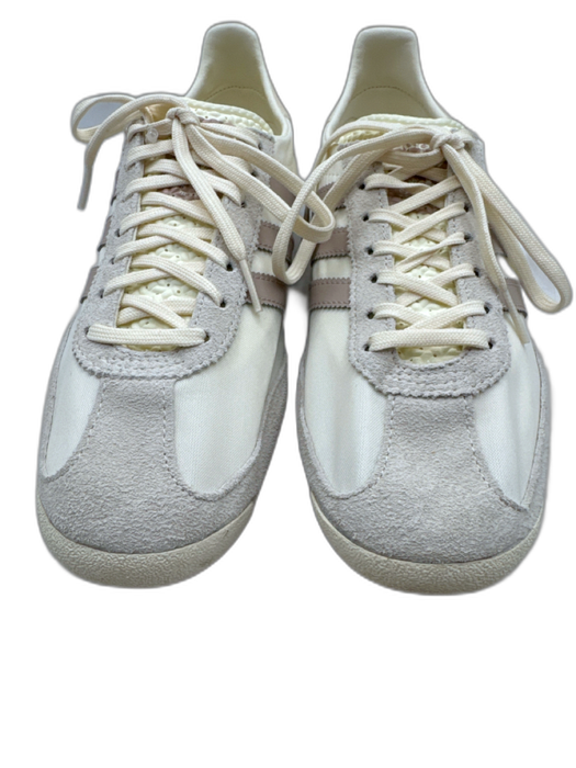 Adidas Shoe Size 8.5 White, Pink, Gray Leather Upper Lace Up Striped Sneakers White, Pink, Gray / 8.5