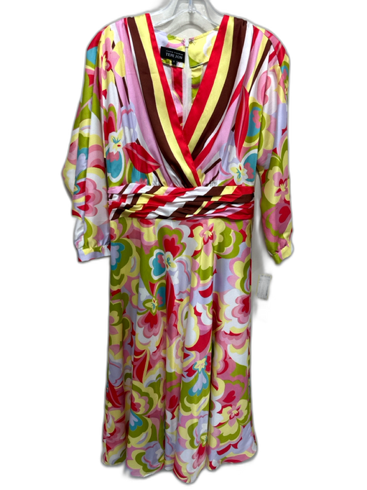 Rickie Freeman for Teri Jon Size 6 Red, Green, Blue Polyester Long Sleeve Dress Red, Green, Blue / 6