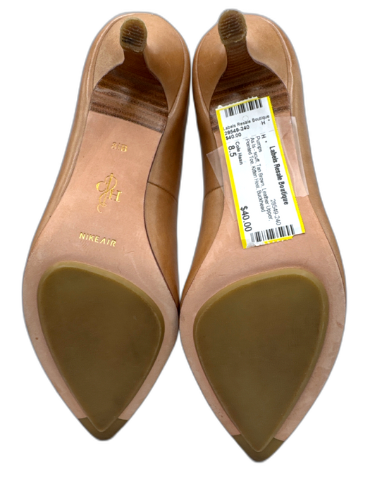Cole Haan Shoe Size 8.5 Tan Brown Leather Upper Pointed Toe Kitten Heel Pumps Tan Brown / 8.5
