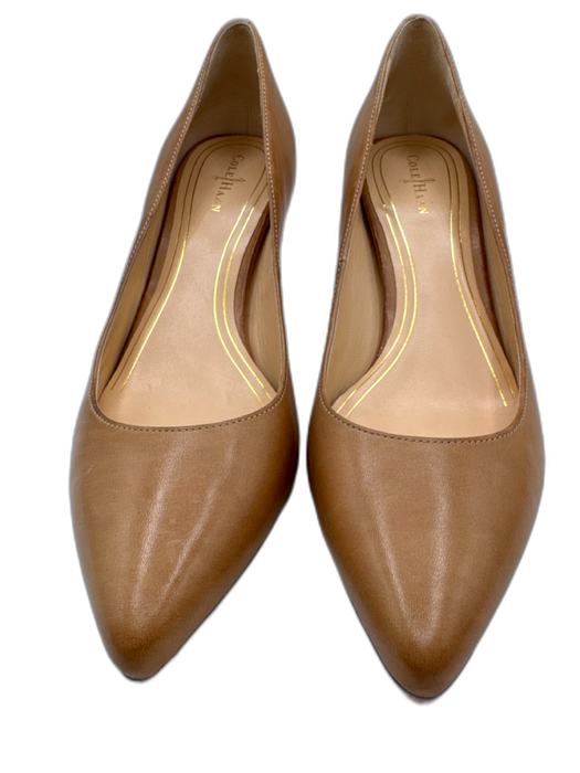 Cole Haan Shoe Size 8.5 Tan Brown Leather Upper Pointed Toe Kitten Heel Pumps Tan Brown / 8.5