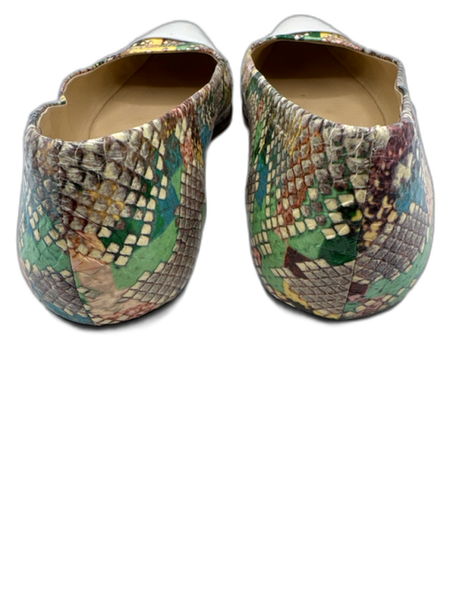Jimmy Choo Shoe Size 39 White, Yellow, Green Print Leather Toe cap Flats White, Yellow, Green Print / 39