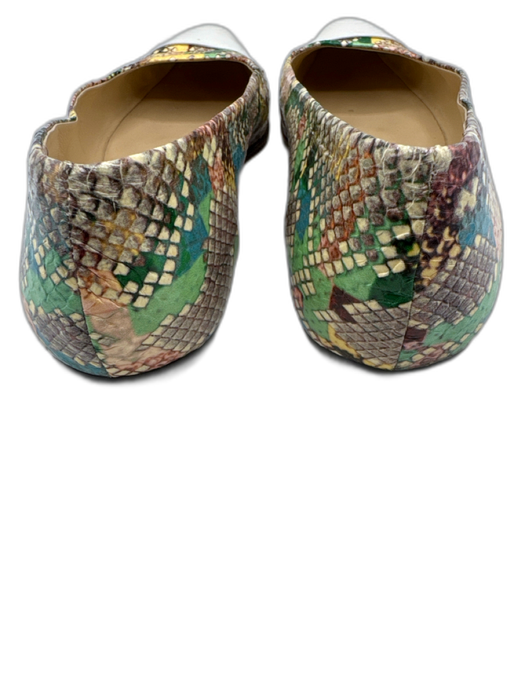 Jimmy Choo Shoe Size 39 White, Yellow, Green Print Leather Toe cap Flats White, Yellow, Green Print / 39