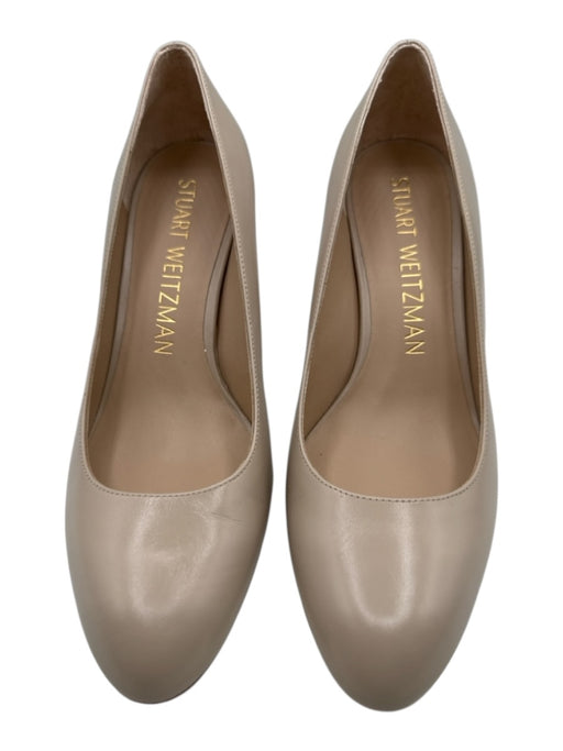 Stuart Weitzman Shoe Size 9B Beige Leather Upper Block Heel Pumps Beige / 9B