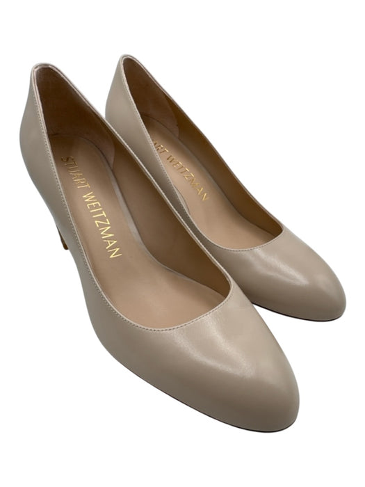 Stuart Weitzman Shoe Size 9B Beige Leather Upper Block Heel Pumps Beige / 9B