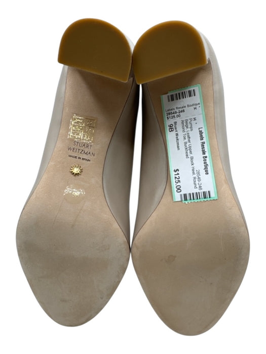 Stuart Weitzman Shoe Size 9B Beige Leather Upper Block Heel Pumps Beige / 9B