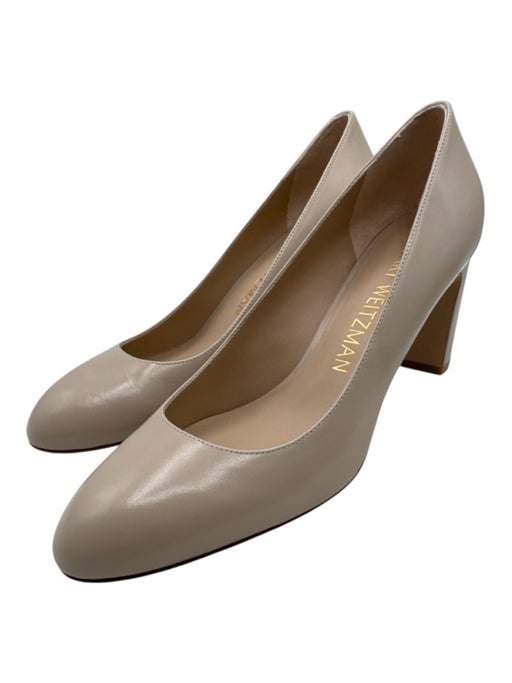 Stuart Weitzman Shoe Size 9B Beige Leather Upper Block Heel Pumps Beige / 9B