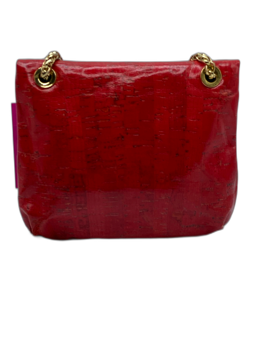 Elie Tahari Red & Gold Cork Gold hardware Magnetic Flap Crossbody Bag Red & Gold / Mini
